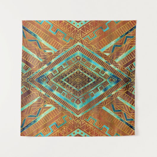 Etnische tribale Boho Pattern verbrandde sinaasapp Wandkleed (Voorkant)