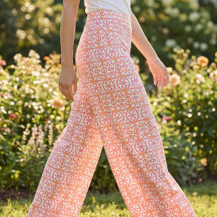 Etnische tribale Oranje roze geometrische patronen Stof