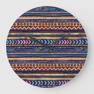 Etnische tribale Waterverf donker patroon Grote Klok