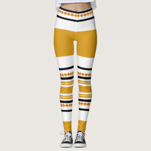 Etnische tribale zwarte mosterd leggings