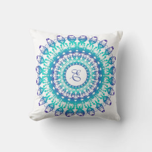 Etnische turquoise mandala kussen