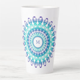 Etnische Turquoise Mandala, Monogram. Latte Mok