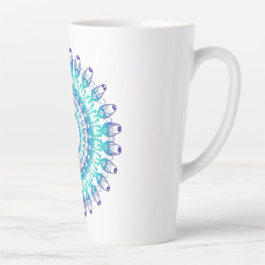 Etnische Turquoise Mandala, Monogram. Latte Mok (Rechts)