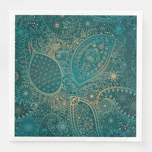 Etnische turquoise Paper Napkin Servet (Voorkant)