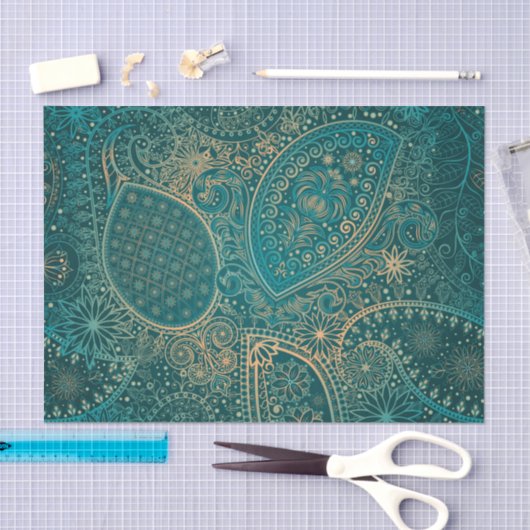 Etnische turquoise-weefselpapier tissuepapier (Craft)