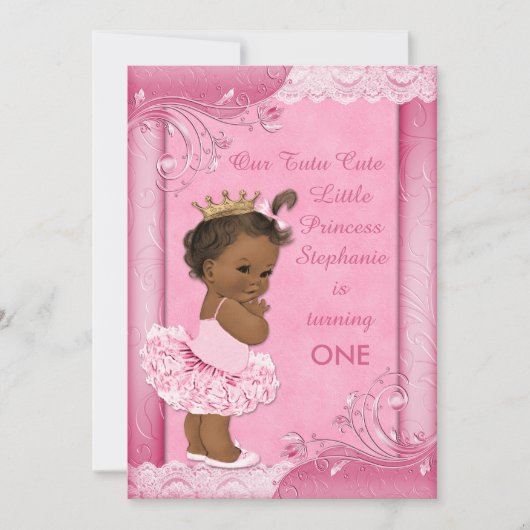 Etnische Tutu Cute Baby 1e verjaardag Faux Lace Kaart (Voorkant)