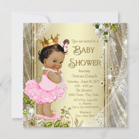 Etnische Tutu Princess Roze Goud Baby shower Kaart (Voorkant)