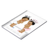 Etnische tweeling prins en prinses Baby shower boe Notitieboek (Linkerzijde)