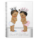 Etnische tweeling prins en prinses Baby shower boe Notitieboek (Voorkant)