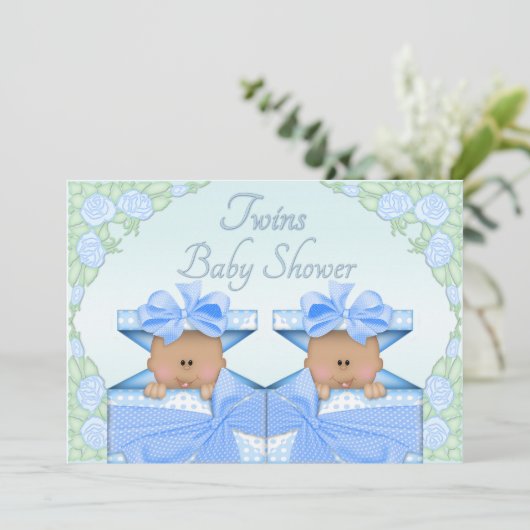 Etnische tweelingboeien in het Baby shower van de  Kaart (Staand voorkant)