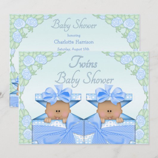 Etnische tweelingboeien in het Baby shower van de Kaart (Voorkant / Achterkant)