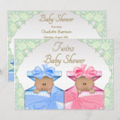 Etnische tweelingen in het Baby shower van de Roze Kaart (Voorkant / Achterkant)