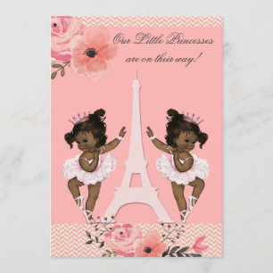 Etnische Twin Ballerinas Floral Paris Baby shower Kaart