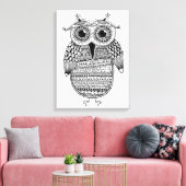 Etnische Uil Inkttekening 6 Canvas Afdruk (Insitu (Woonkamer))