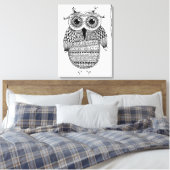 Etnische Uil Inkttekening 6 Canvas Afdruk (Insitu (Slaapkamer))