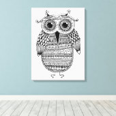 Etnische Uil Inkttekening 6 Canvas Afdruk (Insitu (Houten vloer))
