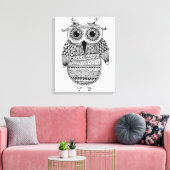 Etnische Uil Inkttekening 6 Canvas Afdruk (Insitu (Woonkamer))