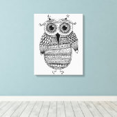 Etnische Uil Inkttekening 6 Canvas Afdruk (Insitu (Houten vloer))