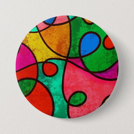 Etnische, uit stamhoofden bestaande, multi-gekleur ronde button 7,6 cm (Voorkant)