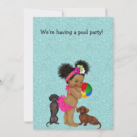 Etnische uitnodiging tot Baby in de dachshund Pool (Voorkant)