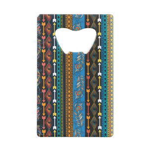 Etnische veren: borduurwerk Boho Chic Creditkaart Flessenopener
