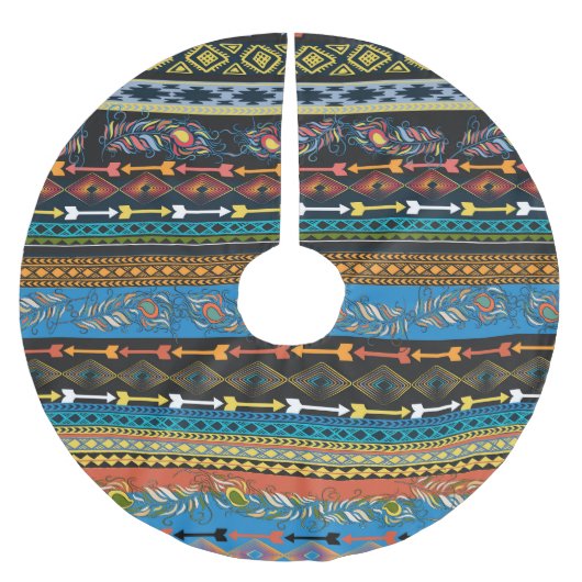 Etnische veren: borduurwerk Boho Chic Kerstboom Rok (Voorkant)