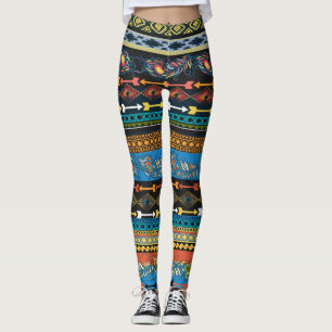 Etnische veren: borduurwerk Boho Chic Leggings