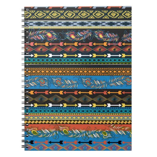 Etnische veren: borduurwerk Boho Chic Notitieboek (Voorkant)