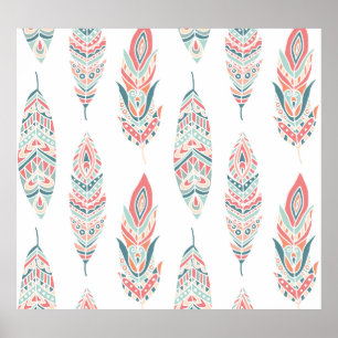 Etnische veren Hand getrokken illustratie Poster