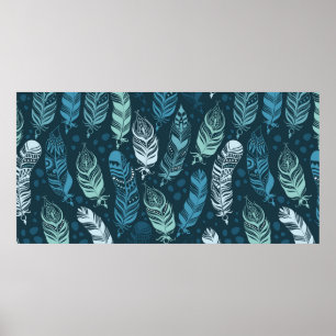 Etnische veren naadloos patroon poster