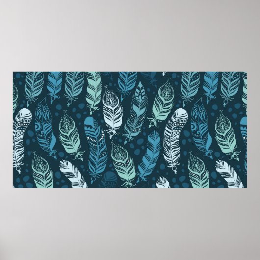 Etnische veren naadloos patroon poster (Voorkant)