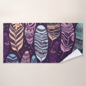 Etnische veren: zwart-wit patroon badhanddoek (Badhanddoek)