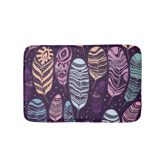 Etnische veren: zwart-wit patroon badmat (Voorkant)