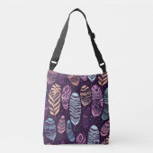 Etnische veren: zwart-wit patroon crossbody tas (Voorkant)