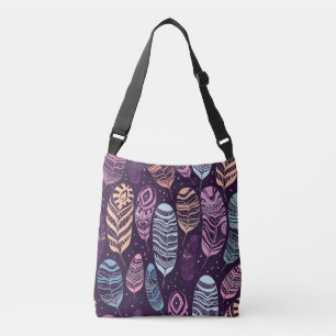Etnische veren: zwart-wit patroon crossbody tas