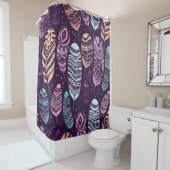 Etnische veren: zwart-wit patroon douchegordijn (In situ)