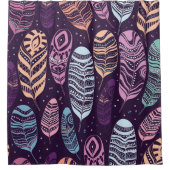 Etnische veren: zwart-wit patroon douchegordijn (Voorkant)