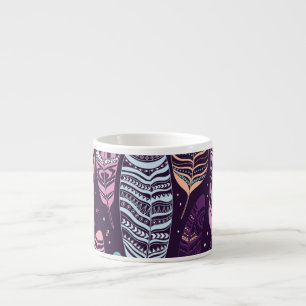 Etnische veren: zwart-wit patroon espresso kop