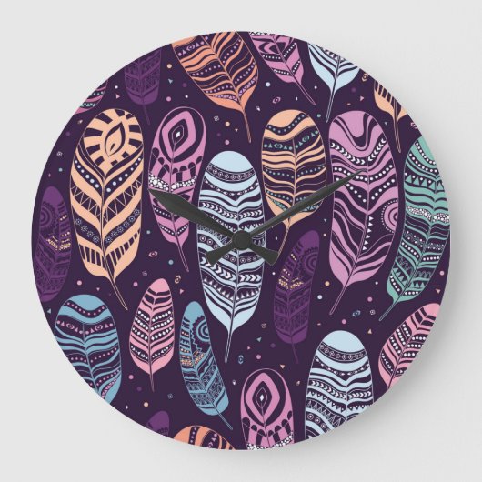 Etnische veren: zwart-wit patroon grote klok (Voorkant)