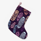 Etnische veren: zwart-wit patroon kleine kerstsok (Voorkant (Hangend))