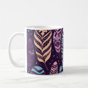 Etnische veren: zwart-wit patroon koffiemok