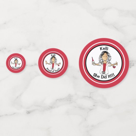 Etnische Verpleegster Cartoon Afstuderen Rode Part Confetti (Voorkanten)