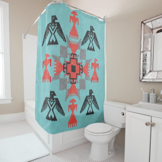 Etnische versiering van de Navajo-stijl met vogels Douchegordijn (In situ)