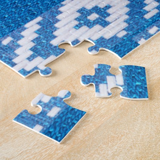 etnische versiering van natuurlijk linnen textiel legpuzzel (Zijkant)