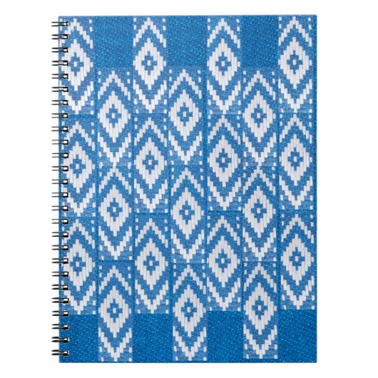 etnische versiering van natuurlijk linnen textiel notitieboek (Voorkant)