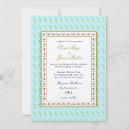 Etnische Vloergrens Aqua Indiaanse bruiloft Kaart