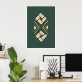 Etnische Vorm Bruin Doodle Geometrische Tribal Poster (Thuiskantoor)