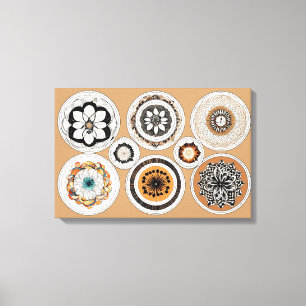 Etnische vormen Moderne Kleurrijke Verpakte Kunst  Canvas Afdruk