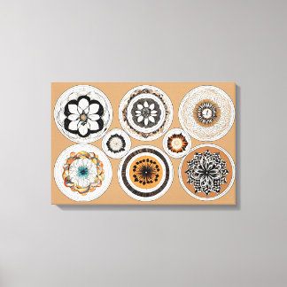 Etnische vormen Moderne Kleurrijke Verpakte Kunst Canvas Afdruk