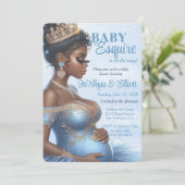 Etnische Vrouw Elegant Blauw & Goud Royal Baby sho Kaart (Staand voorkant)